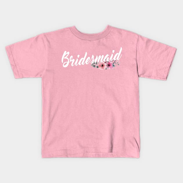 Simple and Elegant Bridesmaid Floral Calligraphy Kids T-Shirt by Jasmine Anderson